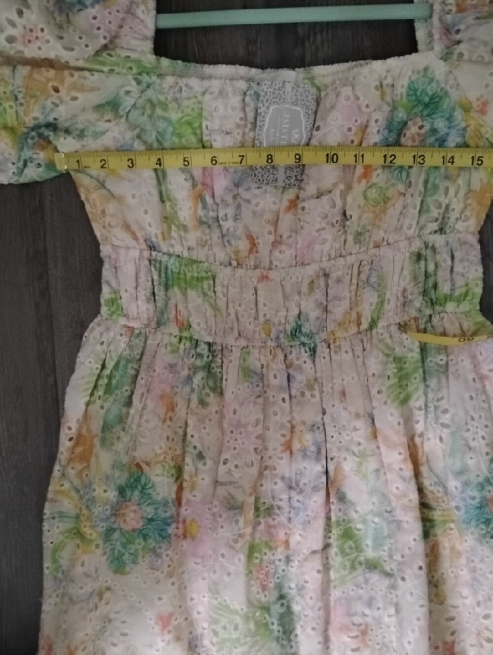 Pinch Pastel Eyelet Puff-Sleeve Floral Dress in Pink, Green, Blue - Picture 4 of 6